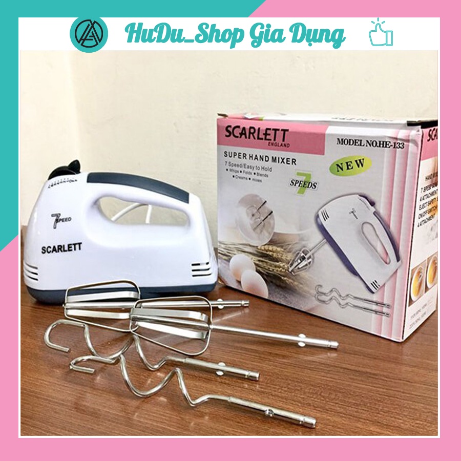 Máy đánh trứng cầm tay mini cây đánh trứng scarlett 7 tốc độ quay lõi đồng bền bỉ kèm 4 que trộn shopgiadung_hudu