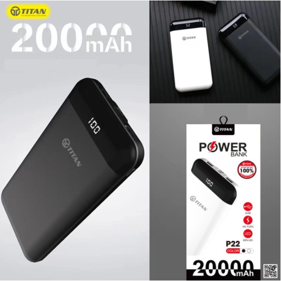 Pin Sạc Dự Phòng 20000 mAh TITAN P22 Cổng USB Type C Micro cho iP 6 7 8 plus x xs max 11 12 pro SAMSUNG OPPO xịn
