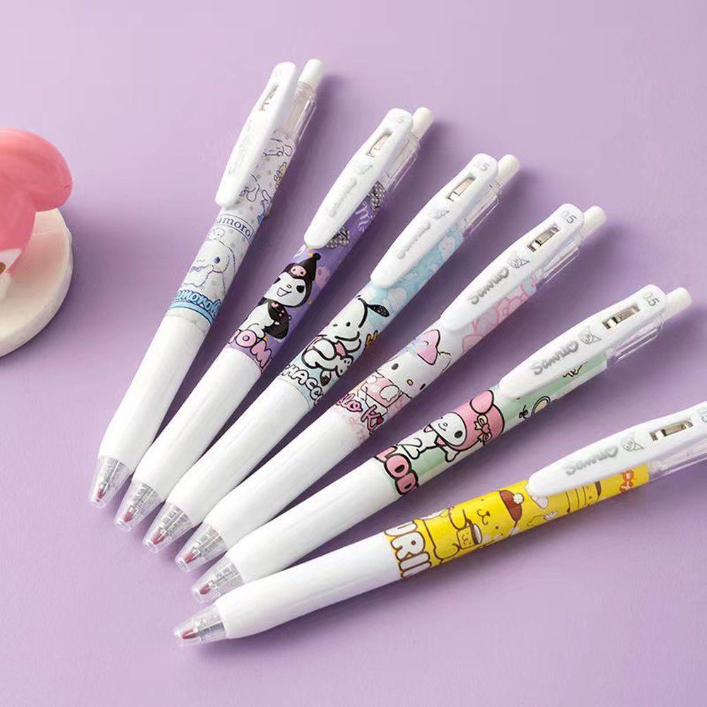 Set 6 Bút Bi Mực Đen Nhanh Khô Dung Tích Lớn Dễ Thương