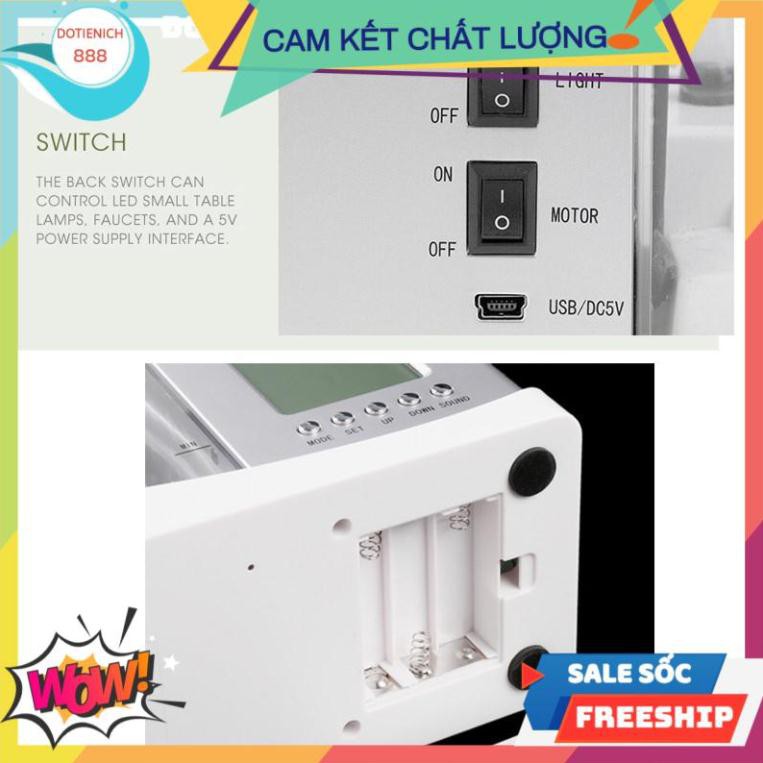 [SALE] Bể cá cảnh mini ,Bể cá để bàn có đồng hồ tặng kèm đá và cây trang trí có đèn Led ( màu đen) -giadung888