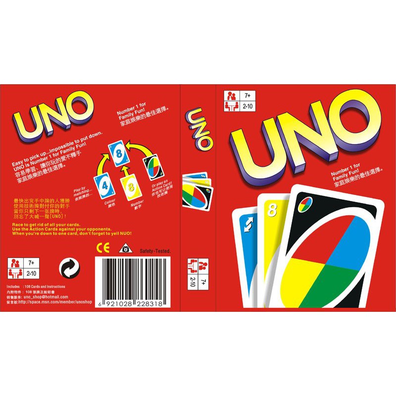 Bài Uno Mattel - Original Plastic - 1 Bộ