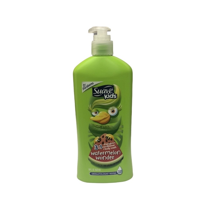 Dầu gội xả sữa tắm 3in1 Suave Kid cho trẻ em của Mỹ, loại có vòi bơm 532ml