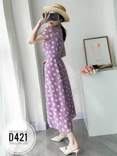 Bigsize Đầm maxi cúc tím D421
