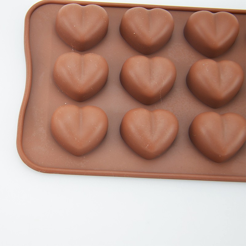 Khuôn silicon làm bánh/socola hình trái tim 15 ô DIY