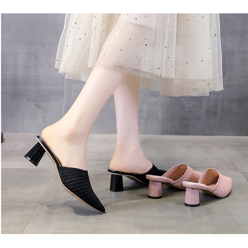 Giày Cao Gót Sandal Nữ Xăng đan 6cm Mũi Nhọn Thời Trang Mùa Hè