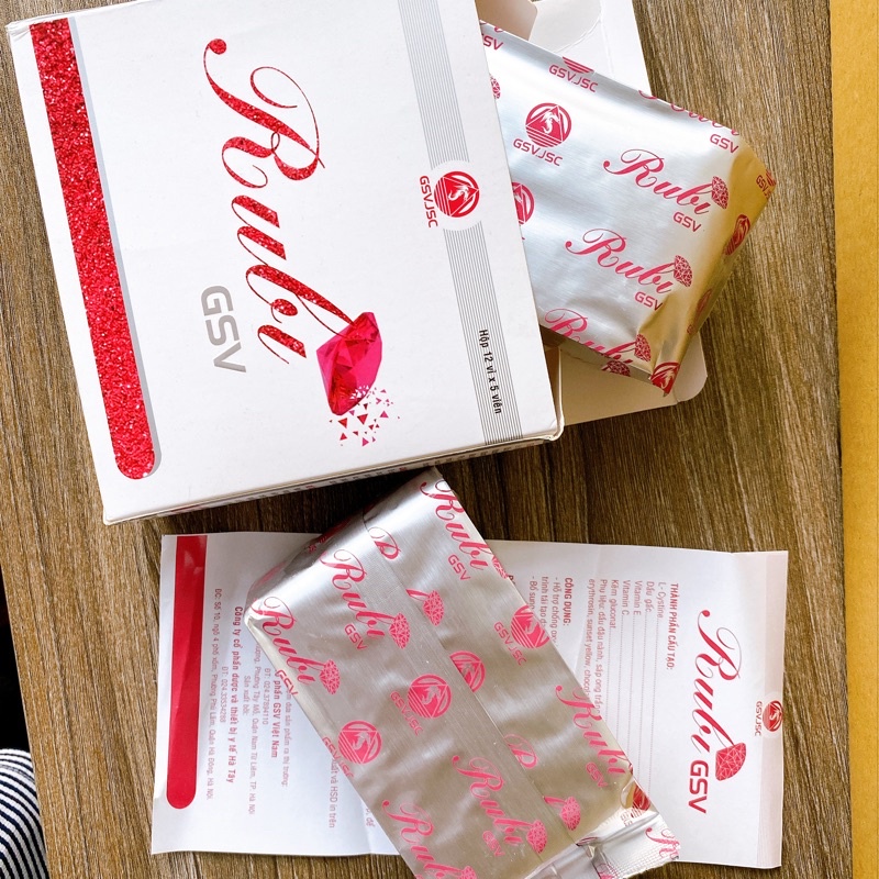 Viên uống đẹp da, chống lão hóa, giảm nám, tàn nhang Rubi GSV bổ sung vitamin và dưỡng chất cho da  60v