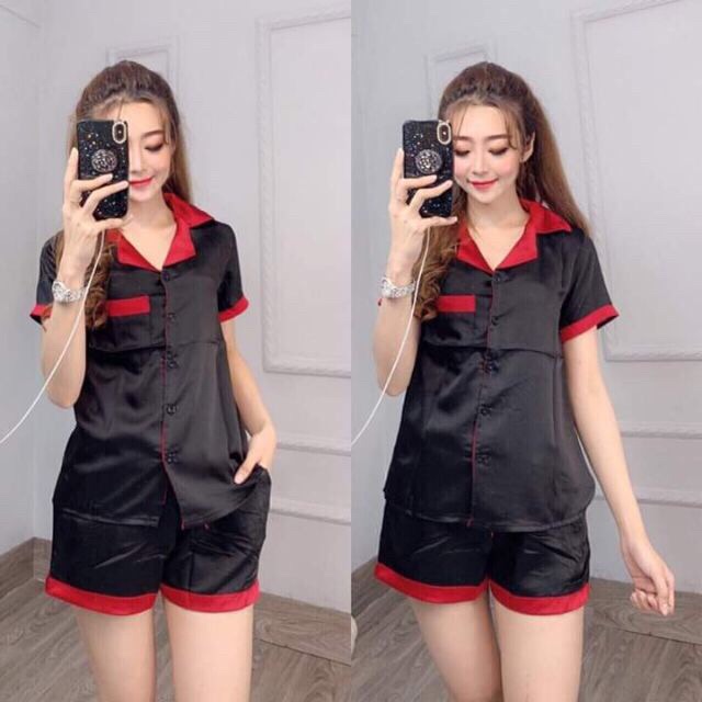 Bộ ngủ pijama lụa phi phối cổ loại đẹp | BigBuy360 - bigbuy360.vn