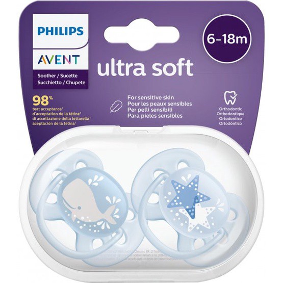 Ty ngậm Philips AVENT Ultra Soft siêu mềm cho bé 0-6-18 tháng