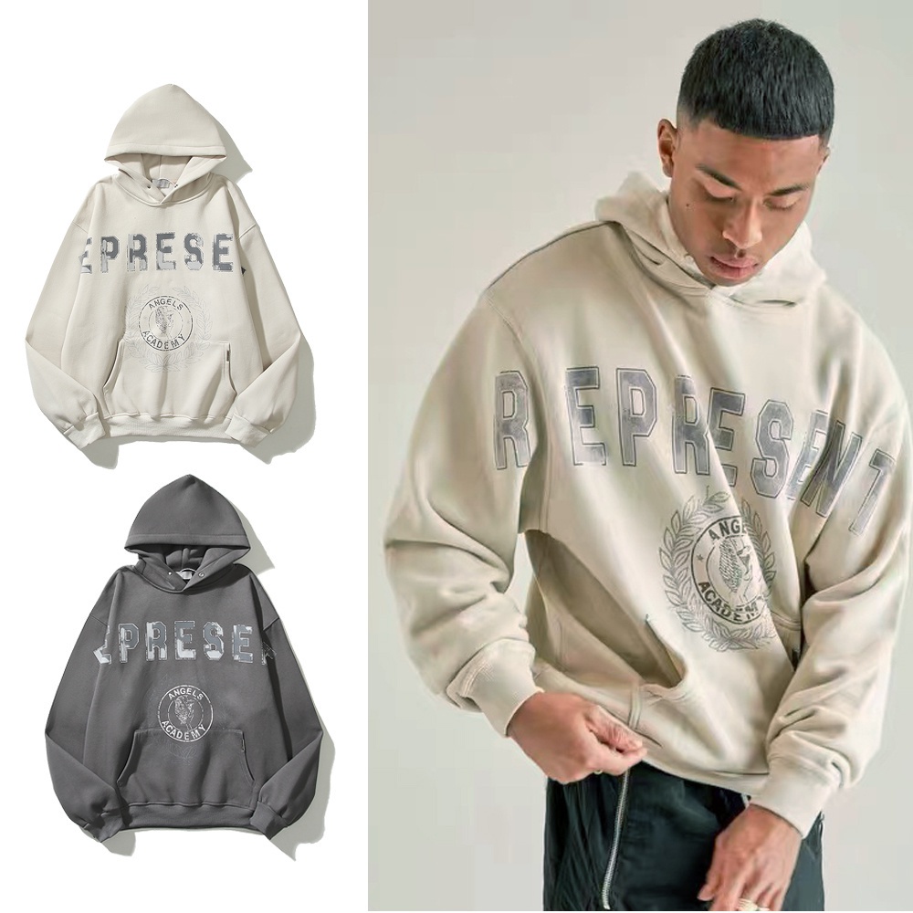 Áo Hoodie Dáng Rộng In Chữ REPR 22SS Angel College Phong Cách Vintage Đường Phố Mỹ