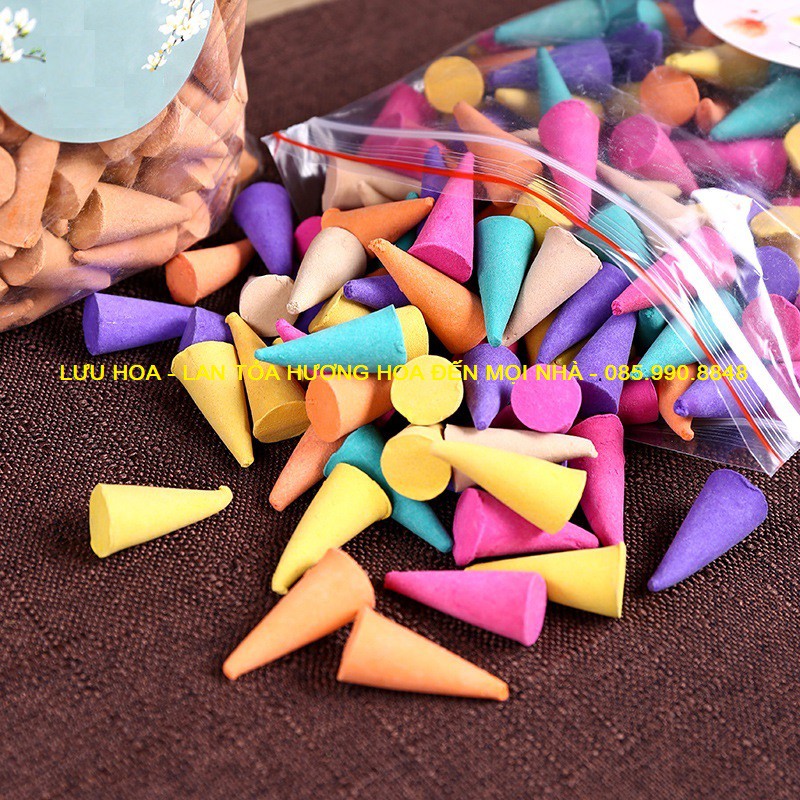 Hộp 128 nụ trầm hương hình nón mùi hương dễ chịu thư giãn - loại 1 trầm Thái Lan