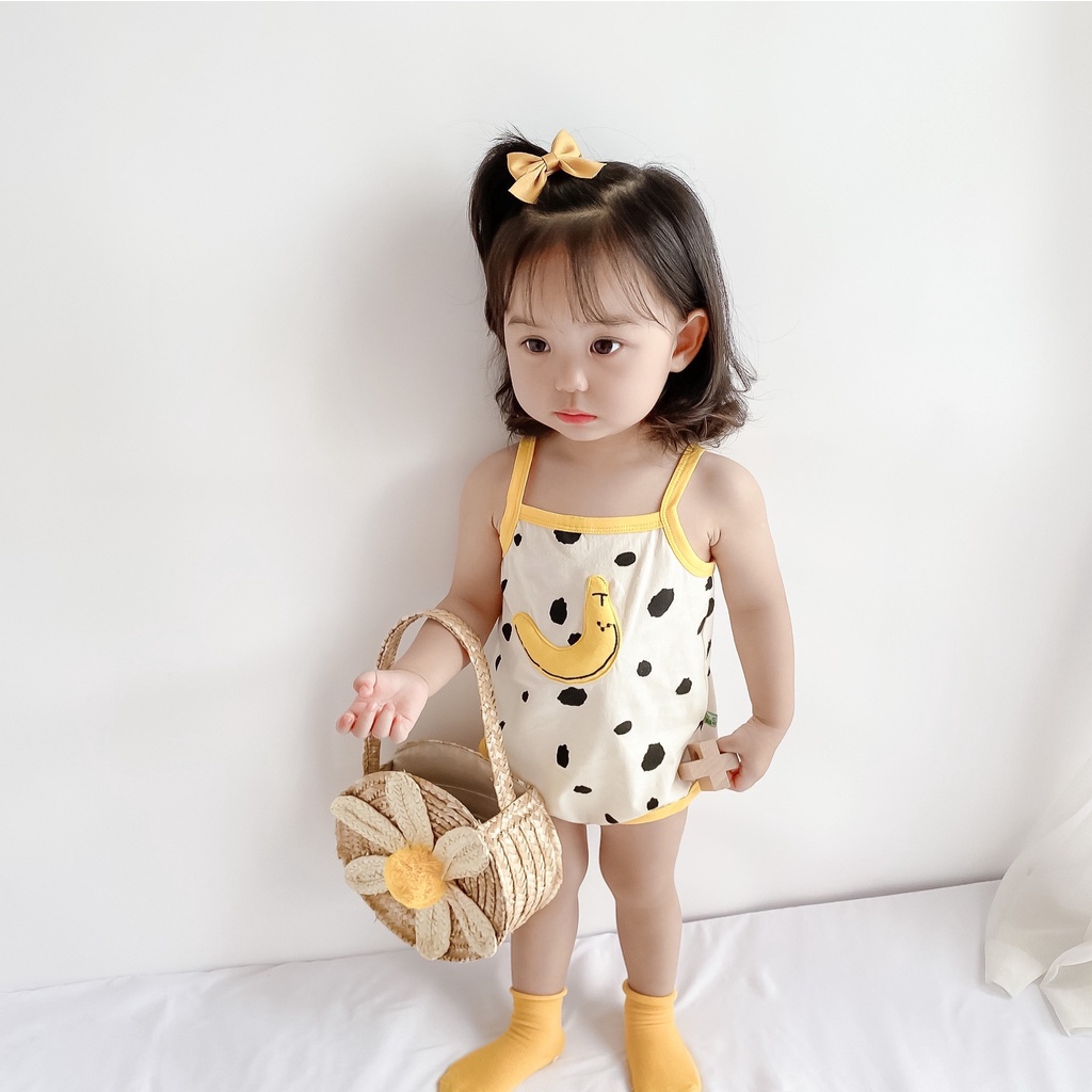 Áo Liền Quần Không Tay Họa Tiết Trái Chuối Thời Trang Mùa Hè cho bé 0-2 Tuổi