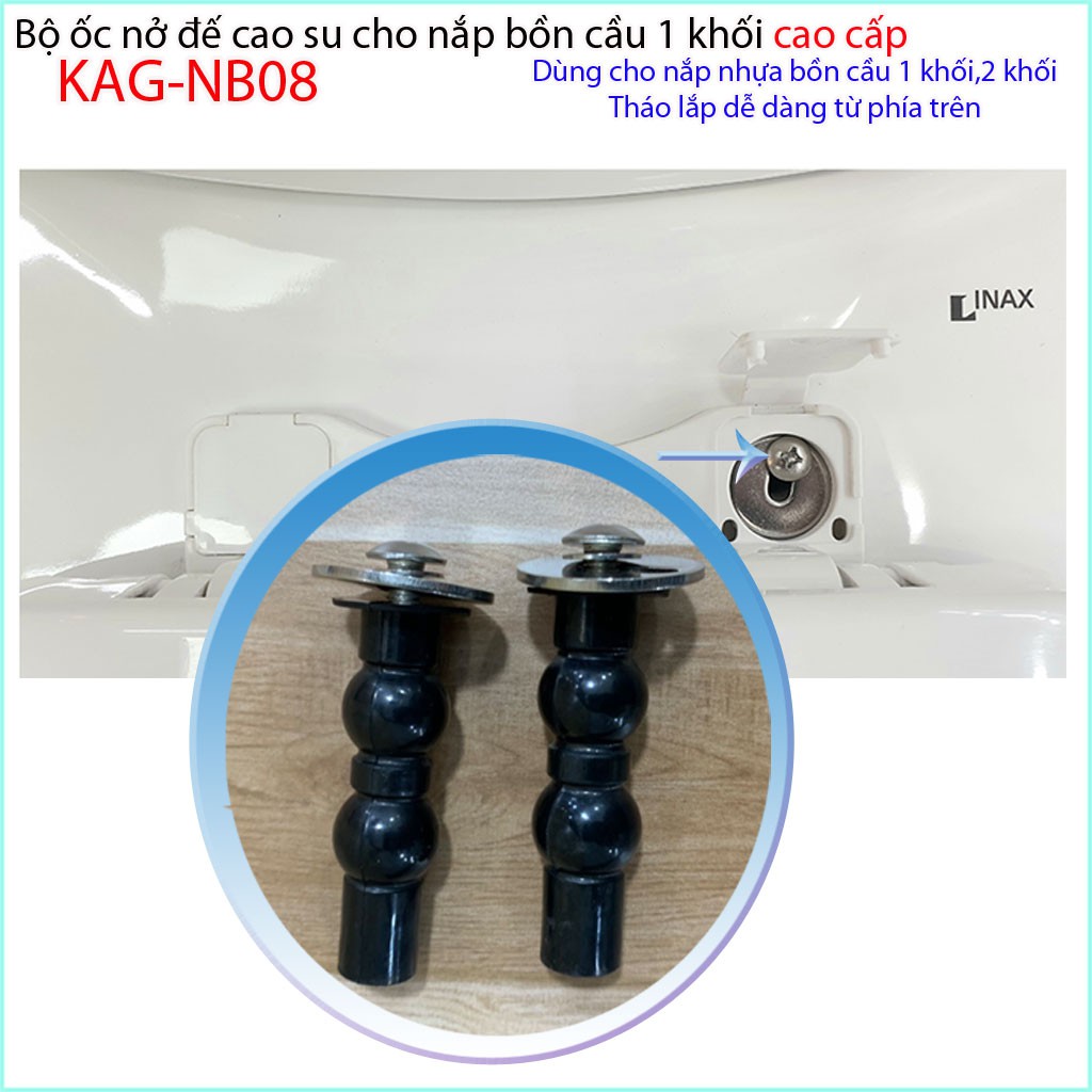 Ốc nắp cầu liền khối LInax KAG-NB08, chốt gắn năp bồn cầu 1 khối American, ốc nở nắp bàn cầu Toto