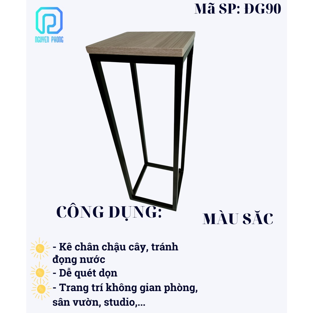 Kệ cây cảnh trưng chậu cây cảnh đứng, kệ sắt mặt gỗ sang trọng trang trí nội thất, decor phòng ngủ, phòng khách đẹp