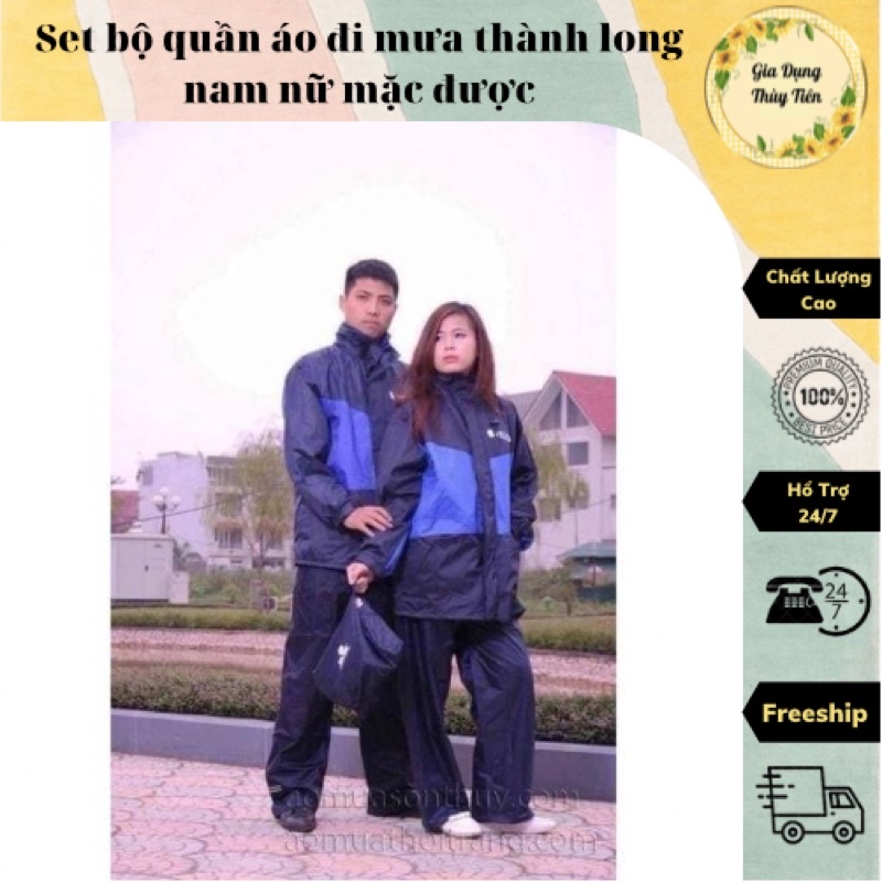Bộ quần áo đi mưa nam nữ mặc được