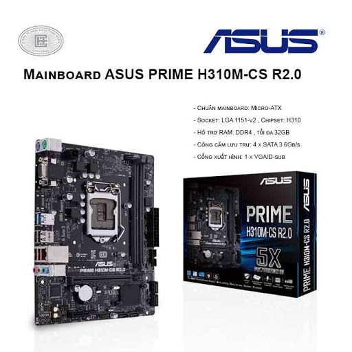 [Mã ELCL99 giảm 7% đơn 500K] Bo mạch chủ ASUS PRIME H310M-CS chính hãng BH 36 Tháng | BigBuy360 - bigbuy360.vn