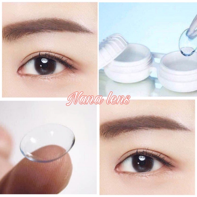 Lens- Kính áp tròng trong suốt cận (full độ từ 1 đến 6 độ) lens sử dụng 1 năm tặng kèm khay đựng