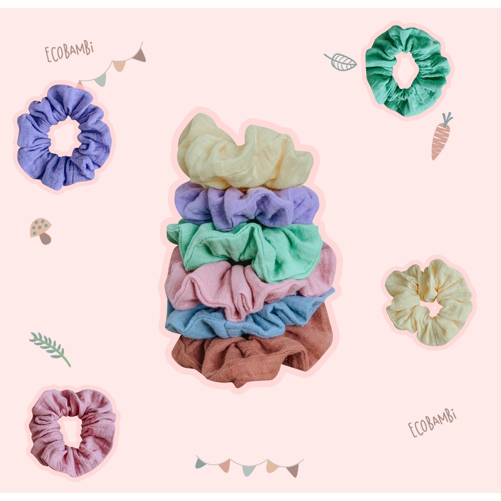 SCRUNCHIES SẮC MÀU COTTON BUBBLE - BẢN TO - ECOBAMBI