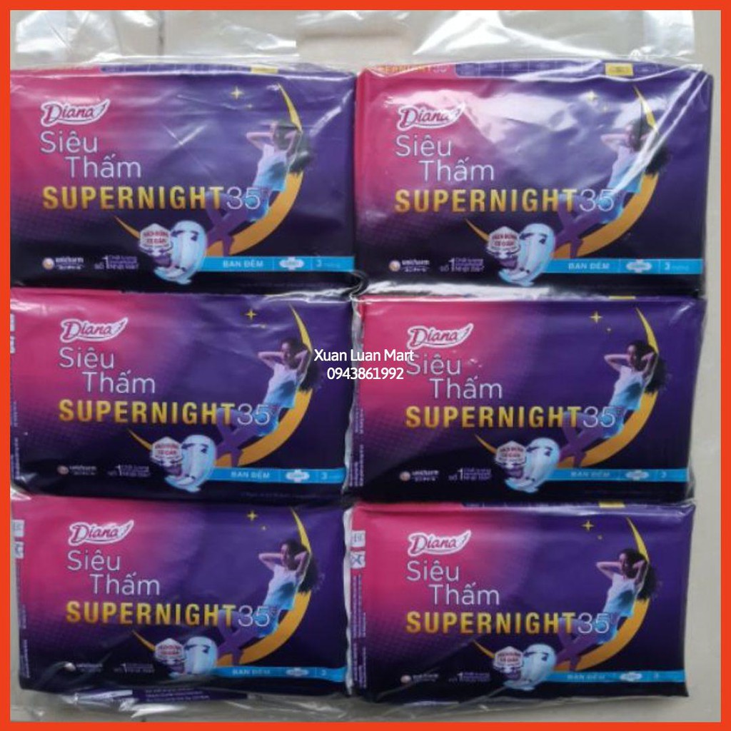Bịch 6 Gói Băng vệ sinh Diana SuperNight 35cm/29cm