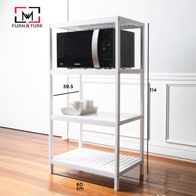 Kệ lò vi sóng 4 tầng gỗ thông nhập khẩu nhiều màu MW FURNITURE - Nội thất phòng bếp