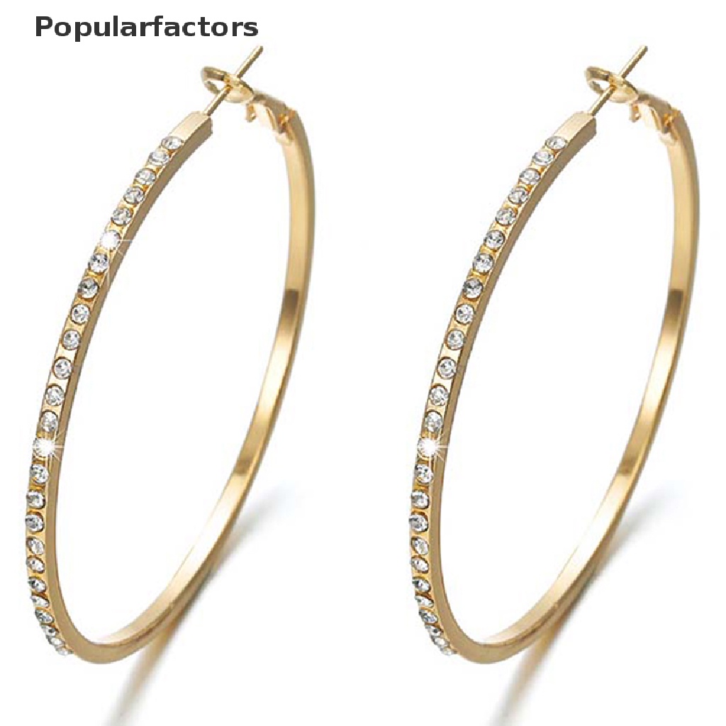 Đôi bông tai hình tròn đính đá thời trang cho nữ chất lượng cao