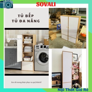 Tủ quần áo, tủ bếp tủ để đồ đa năng bằng gỗ 4 tầng 2 cánh phù hợp phòng khách, phòng ngủ, bếp sovali