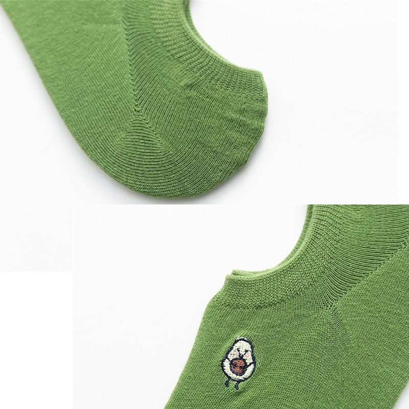 Green Avocado Ankle Boat Socks Women Cute Cotton Girl Printed Invisible Anklet Socks Target Best Funny Low Cut Socks Loafer Sox Nonslip Low Cut Socks
