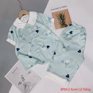 Bộ Mặc Nhà Cao Cấp Lụa Satin Ngố Cổ Sen Tim Chữ Ký Pijama Boody BP04.5