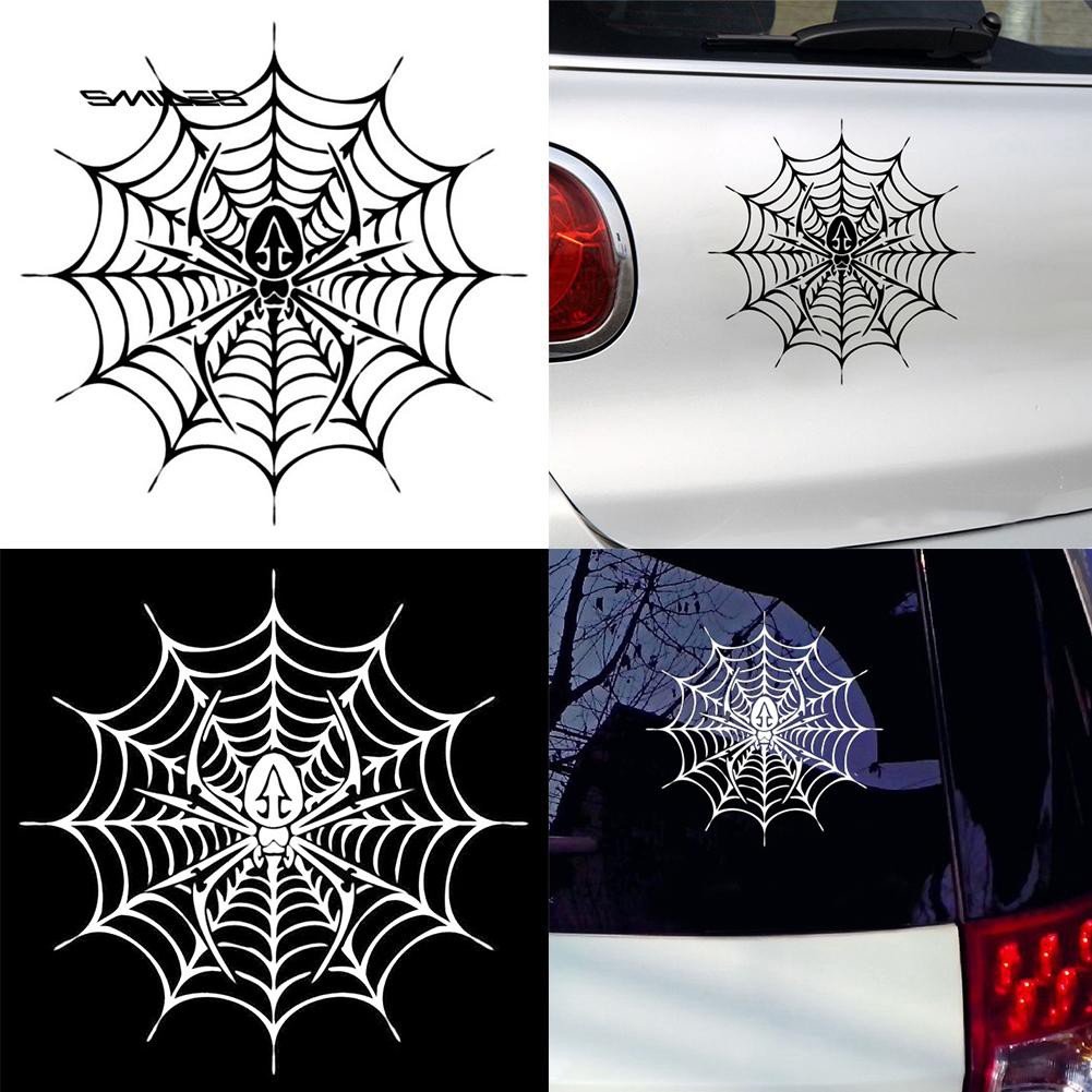 ❀Sm❀Decal DáN PhảN Quang HìNh MạNg NhệN Trang Trí Thân / CửA Sổ Xe Hơi