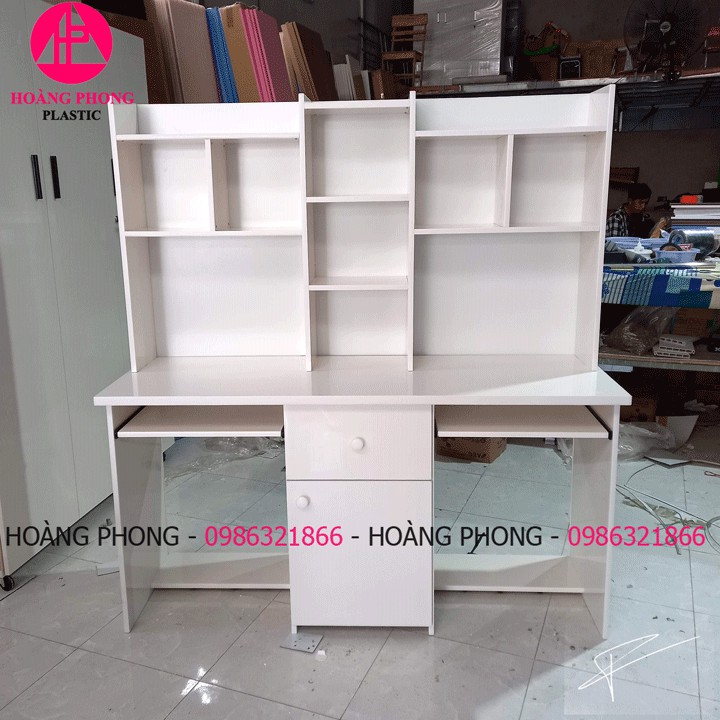 Bàn học đôi dành cho 2 bé ngang 1m4 màu trắng nhựa đài loan cap cấp miễn phí vận chuyển | BigBuy360 - bigbuy360.vn