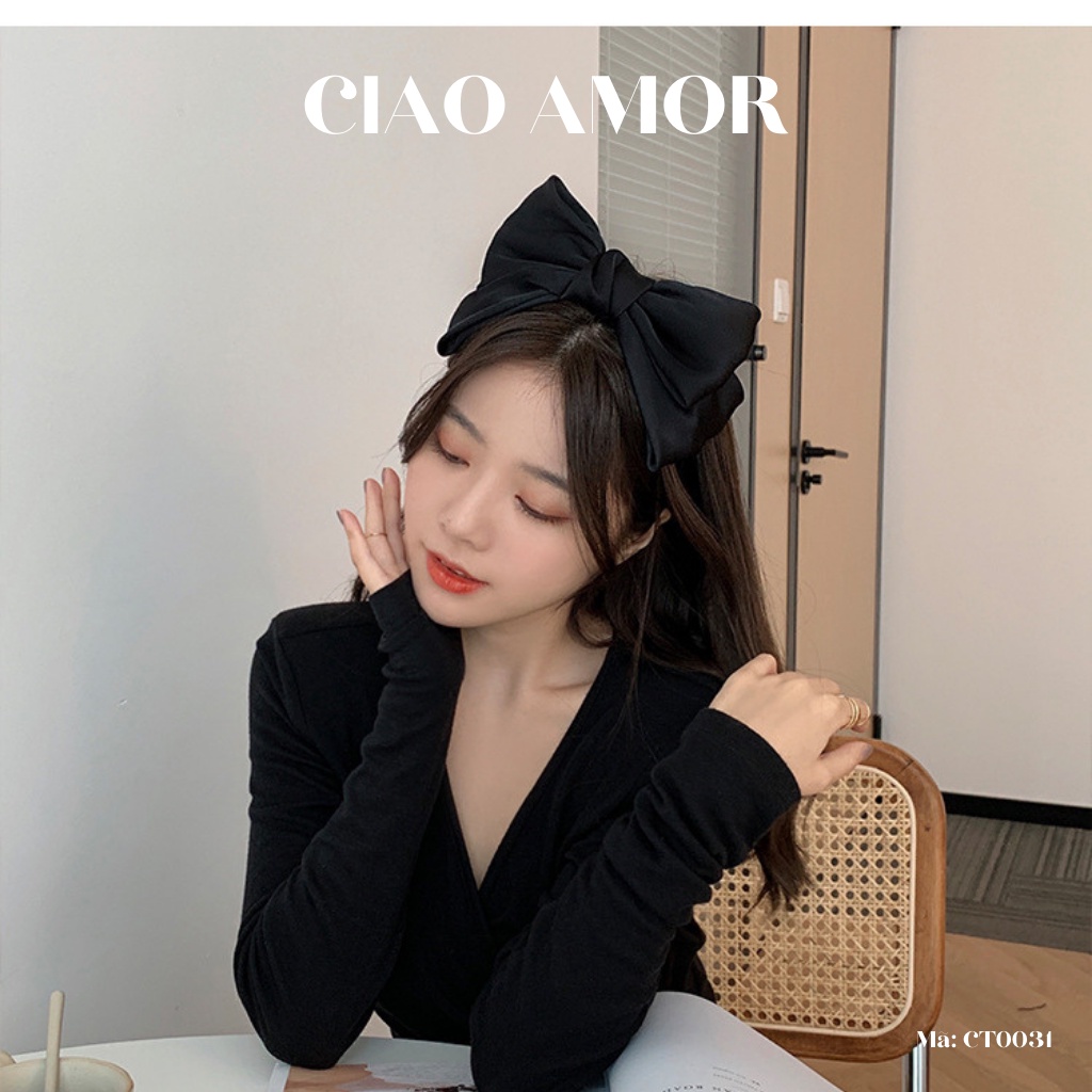 Cài tóc nữ, băng đô tóc nơ to bản phong cách Hàn Quốc Phụ kiện Ciao Amor - Mã CT0031