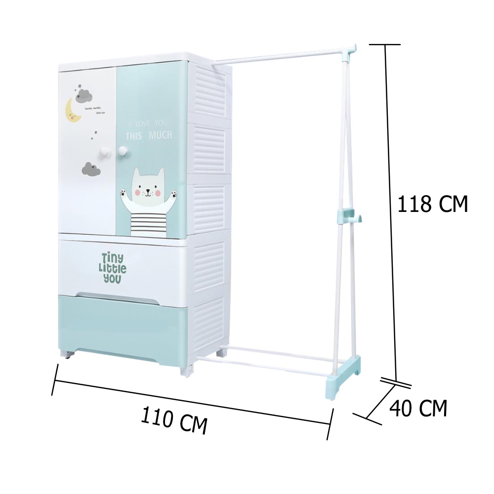 HomeBase STACKO Tủ nhựa với giá đỡ có thể mở rộng TINY W110xD40xH118 màu xanh dương