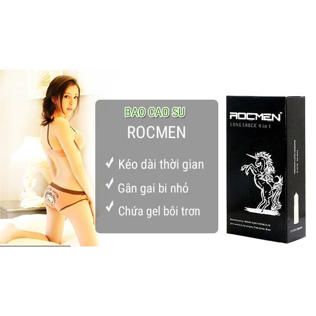 Bao Cao Su Gai  Rocmen Đen Gân Gai hộp 12c +Tặng 1 Hộp BCS tâm thiện chí siêu mỏng Family 3 bao