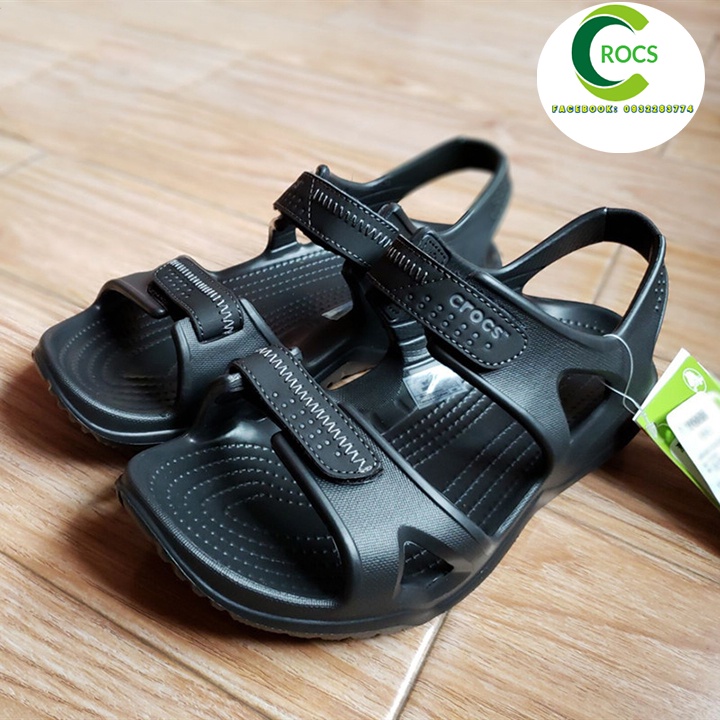 Giày sandal nhựa chống hôi chân -Croslite-Swiftwater-river cho nam màu đen
