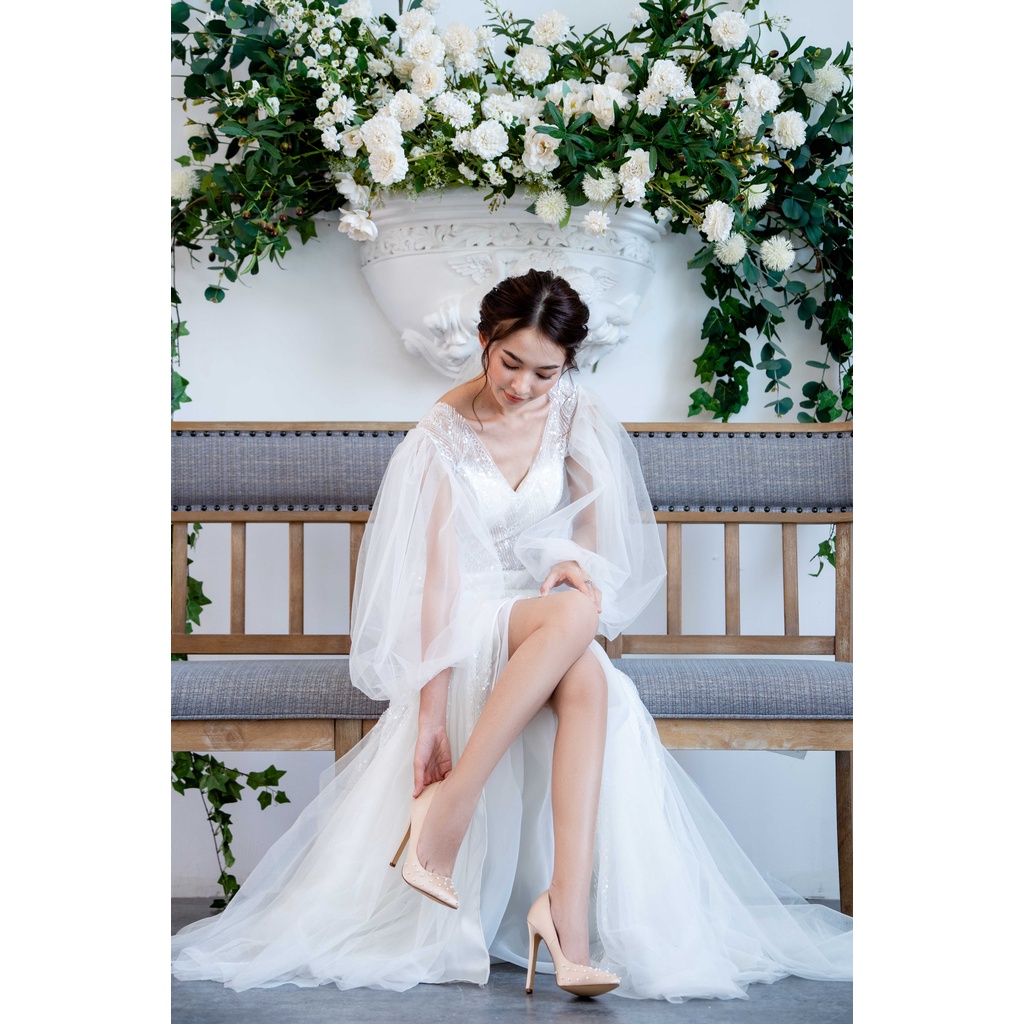 [Mã LT150 giảm 150k đơn 699k] GRACESHOES Giày cao gót, giày cô dâu Gabrielle màu be 9cm - 12cm