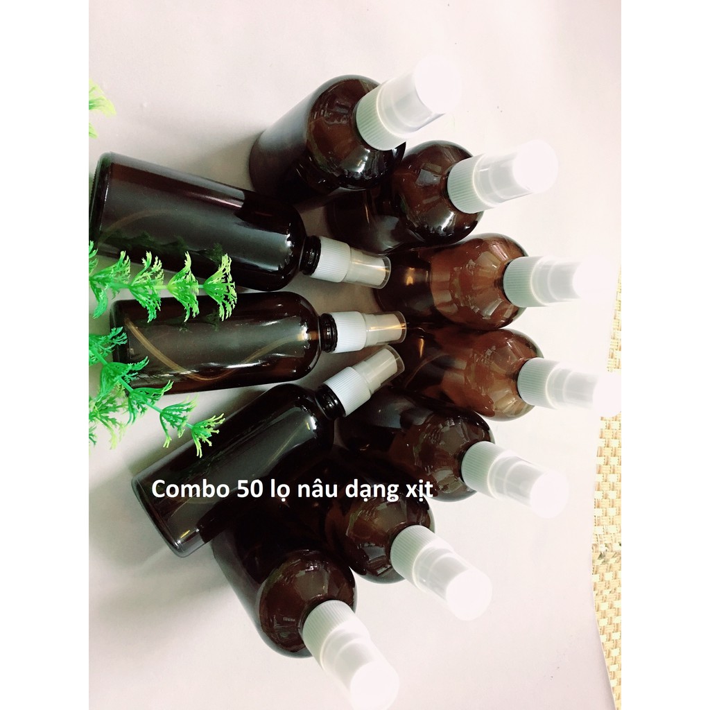 Combo 10 lọ đựng thủy tinh nâu dạng xịt 100ml