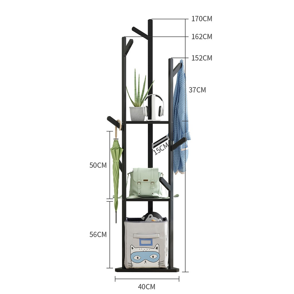 Bộ 3 cây treo quần áo bằng tre cao cấp mẫu cây 47x170cm, Cây treo quần áo bằng gỗ