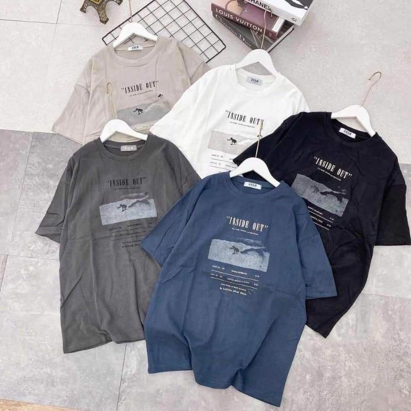 Áo phông tay lỡ INSIDE OUT chất cotton khô 3158 / dài 71 rộng 55