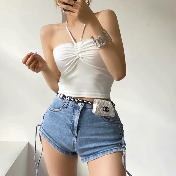 Áo croptop dây rút, áo ống hở lưng dây rút vải cotton A1861
