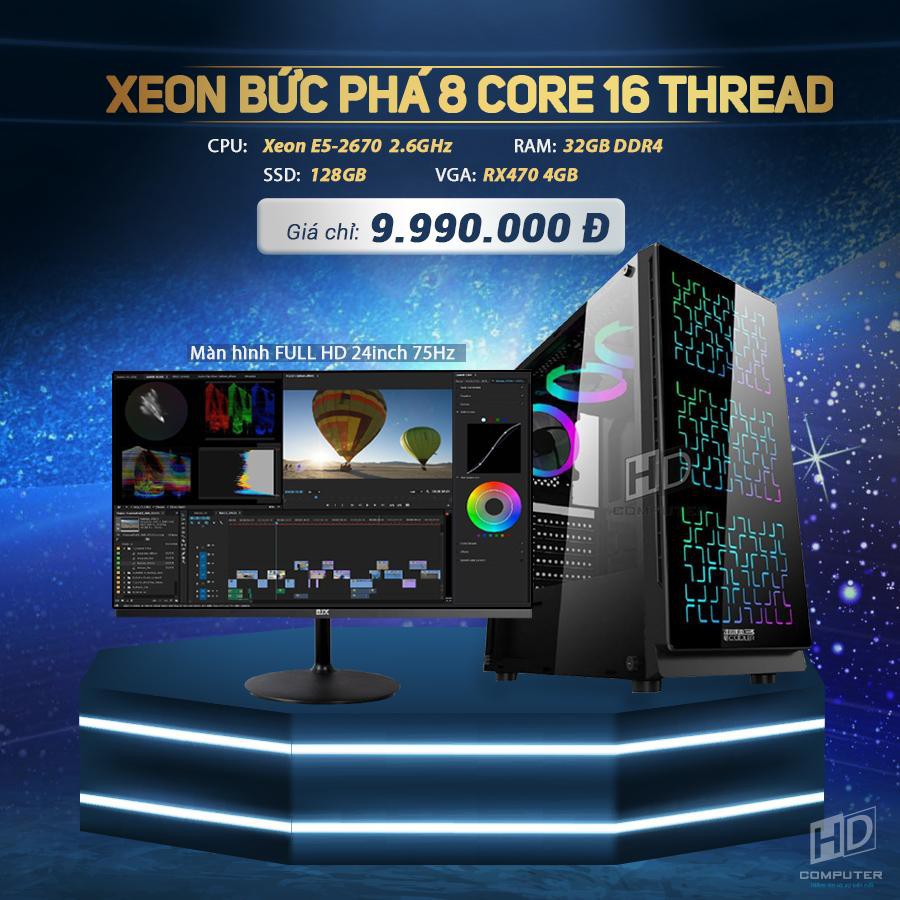 Cấu hình 12 XEON E5 2670 8CORE 16 LUỒNG RAM 32G LCD 24 FULL VIỀN | WebRaoVat - webraovat.net.vn