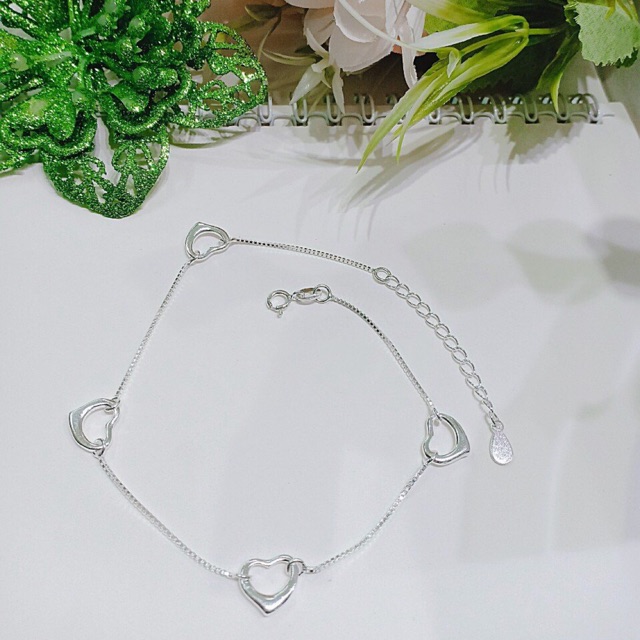 Lắc chân nối tim zic zac bạc chuẩn cao cấp