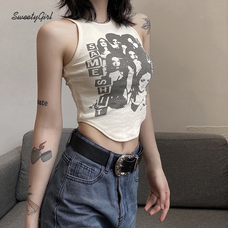 Áo Tank Top Cổ Tròn In Họa Tiết Hoạt Hình Thời Trang 2022 Cho Nữ