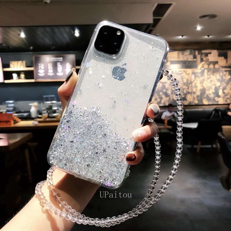 Casing iPhone 12 Mini 11 Pro Xs Max XR X 6 6S 7 8 Plus Ốp điện thoại mềm lấp lánh