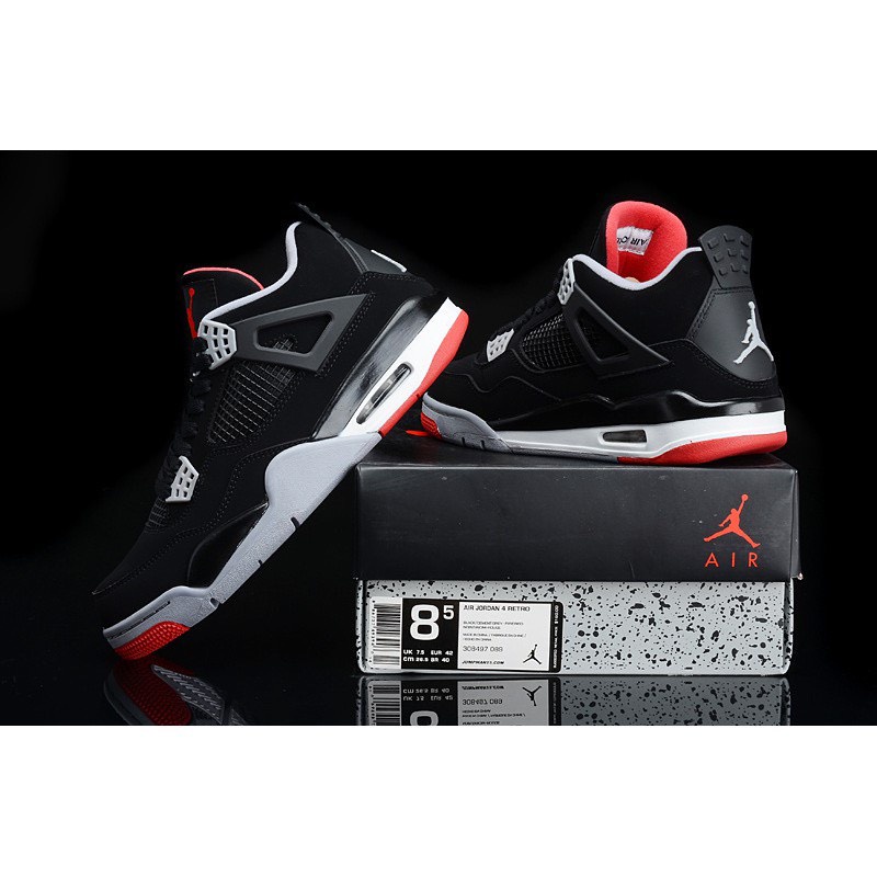 Giày thể thao Jordan 4 đen đỏ, JD4 Retro OG Bred Black Red nam nữ mẫu mới về cực chất | BigBuy360 - bigbuy360.vn