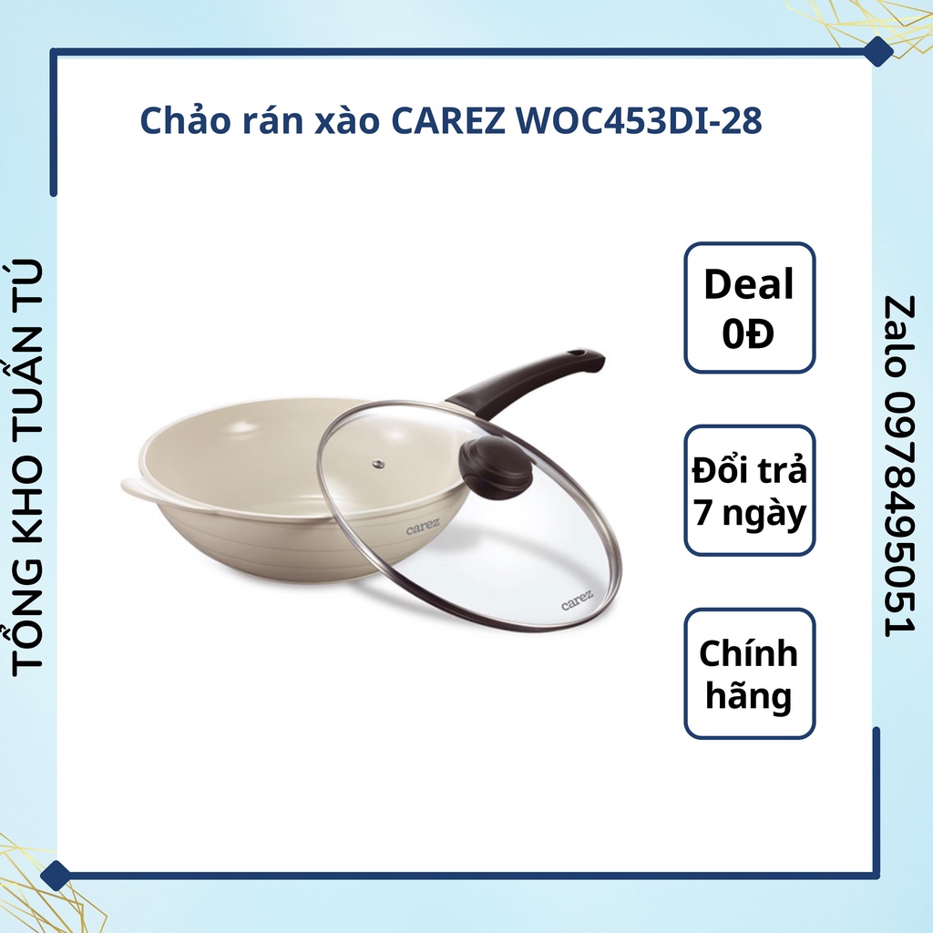 GIÁ SỈ_Chảo rán xào CAREZ WOC453DI-28 chống dính nhập khẩu Đức đáy cường lực cao cấp