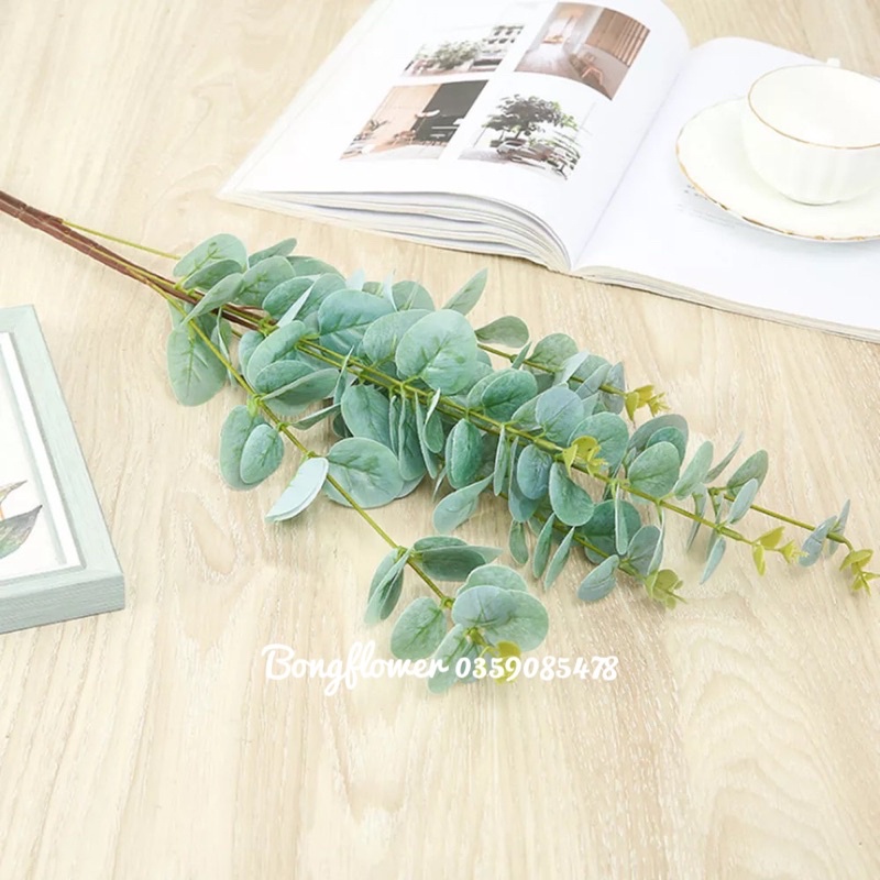 Cành lá táo giả - Cành lá bạch đàn giả 3 nhánh dài 80cm