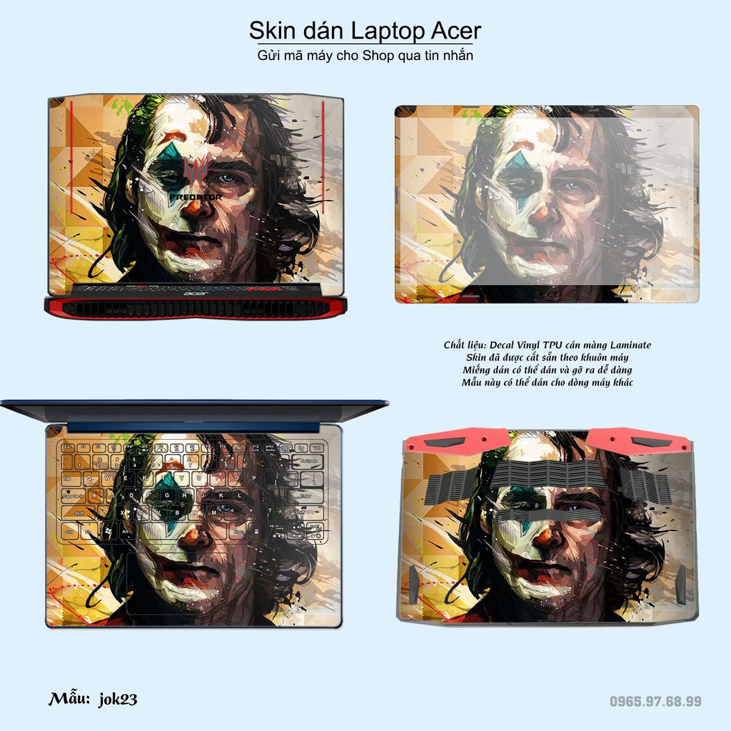 Skin dán Laptop Acer in hình Joker _nhiều mẫu 3 (inbox mã máy cho Shop)