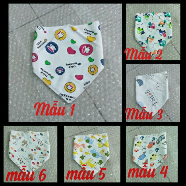 Khăn Yếm Tam Giác Cotton  2 lớp