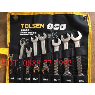 Cờ lê 2 đầu mở bộ 8 cây 6 - 22mm tolsen 15076