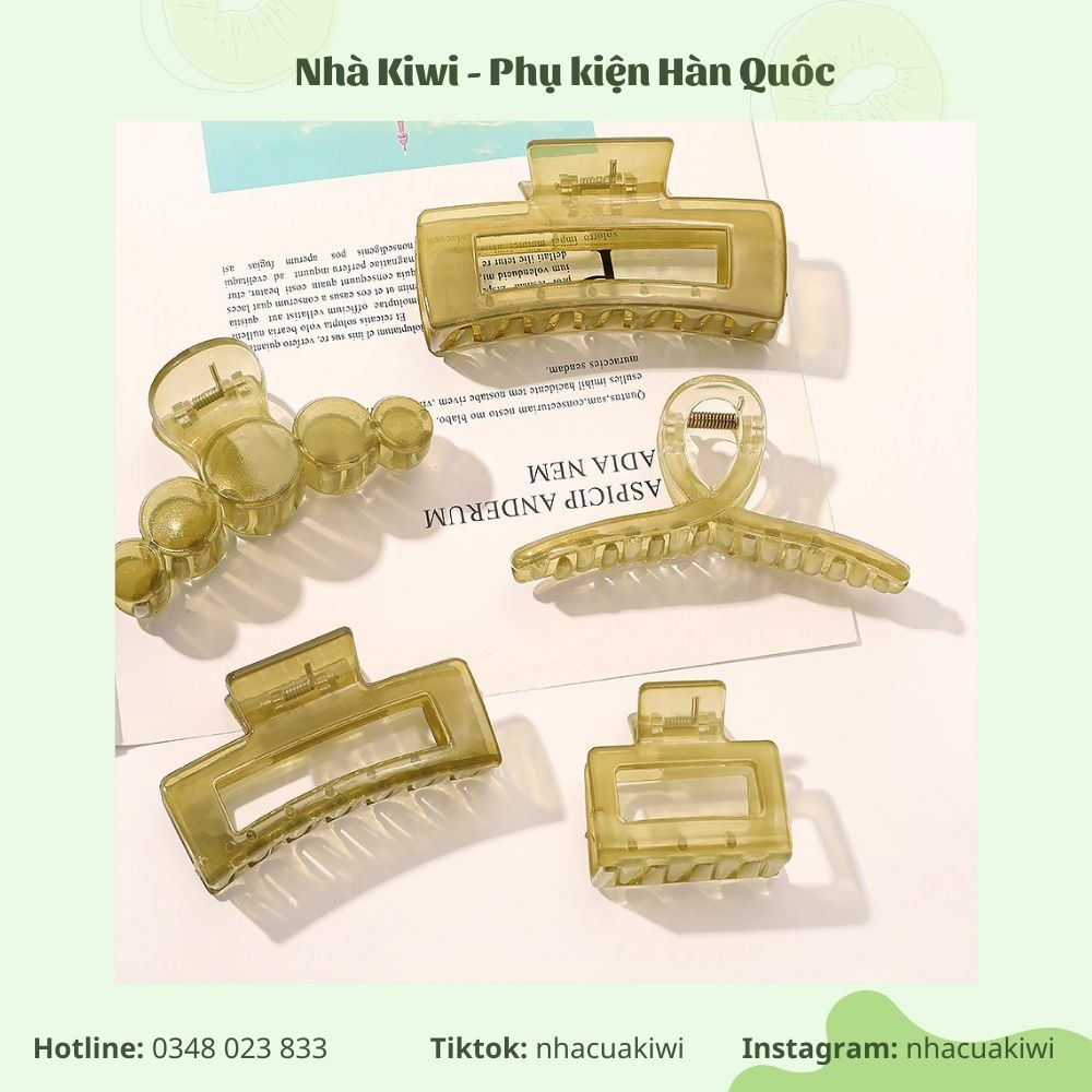 Kẹp tóc/ kẹp càng cua tone màu xanh lá mạ phong cách Hàn Quốc thanh lịch