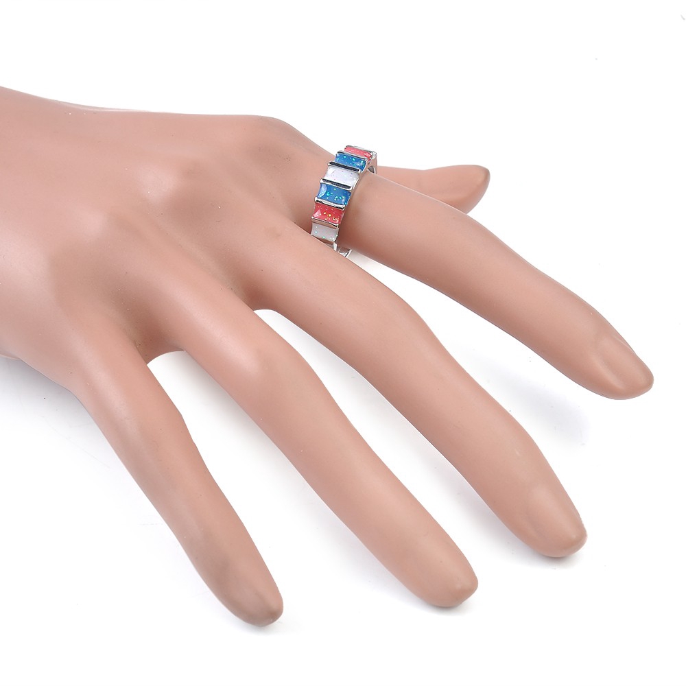 Nhẫn bạc 925 đính đá Opan nhiều màu sắc ( Size 6-10 )